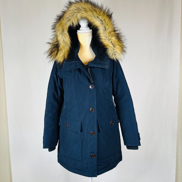 J. Crew Jackets & Blazers - J Crew Nordic Down Parka Jacket Women XS Blue Water Resist Pockets Sherpa‎ Hood